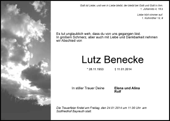 Anzeige von Lutz Benecke von Nordbayerischer Kurier