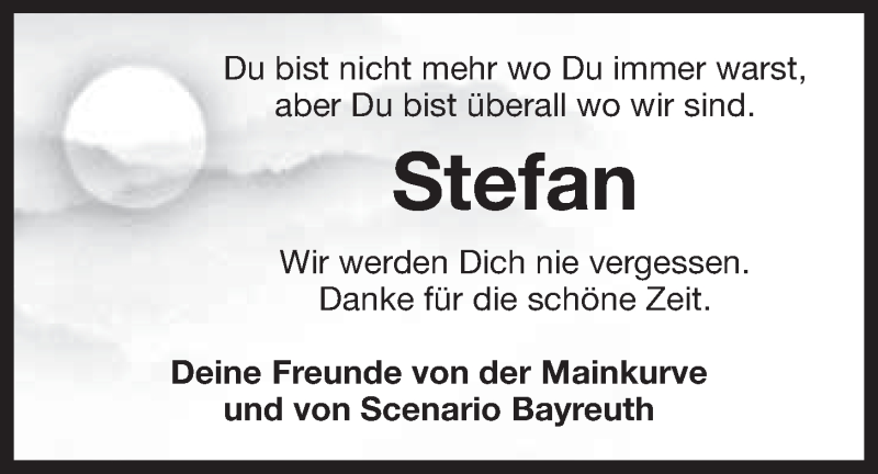  Traueranzeige für Stefan Schreiner vom 22.01.2014 aus Nordbayerischer Kurier