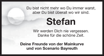 Anzeige von Stefan Schreiner von Nordbayerischer Kurier