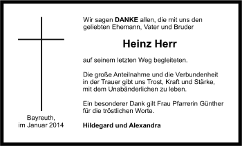 Anzeige von Heinz Herr von Nordbayerischer Kurier