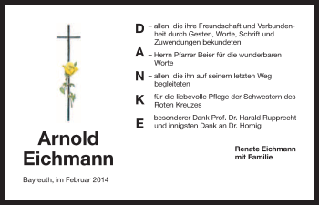 Anzeige von Arnold Eichmann von Nordbayerischer Kurier