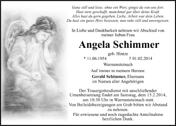 Anzeige von Angela Schimmer von Nordbayerischer Kurier
