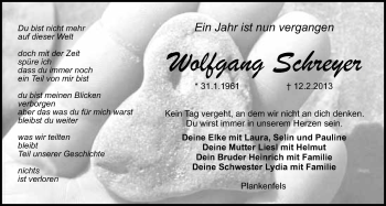 Anzeige von Wolfgang Schreyer von Nordbayerischer Kurier