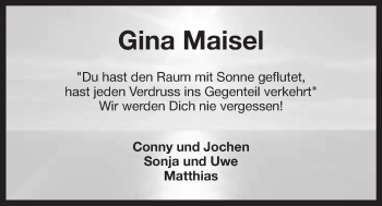 Anzeige von Regina Maisel von Nordbayerischer Kurier