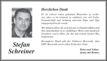 Anzeige von Stefan Schreiner von Nordbayerischer Kurier