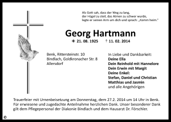 Anzeige von Georg Hartmann von Nordbayerischer Kurier