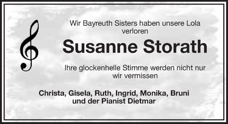  Traueranzeige für Susanne Gerda Storath vom 22.02.2014 aus Nordbayerischer Kurier