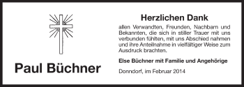 Anzeige von Paul Büchner von Nordbayerischer Kurier