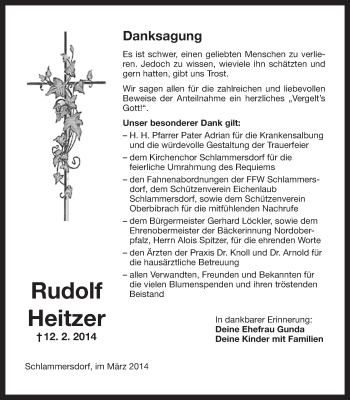 Anzeige von Rudolf Heitzer von Nordbayerischer Kurier