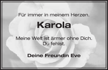 Anzeige von Karola Pfauntsch von Nordbayerischer Kurier
