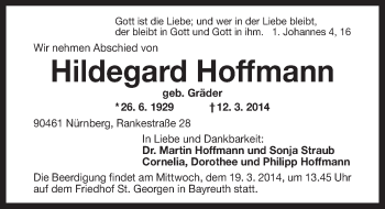 Anzeige von Hildegard Hoffmann von Nordbayerischer Kurier
