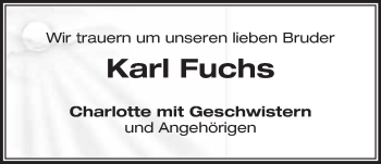 Anzeige von Karl Fuchs von Nordbayerischer Kurier