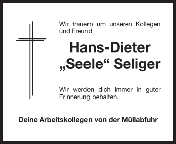 Anzeige von Dieter Seliger von Nordbayerischer Kurier