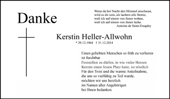 Anzeige von Kerstin Heller-Allwohn von Nordbayerischer Kurier