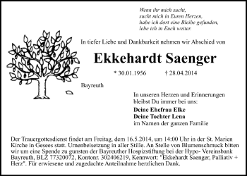 Anzeige von Ekkehardt Saenger von Nordbayerischer Kurier