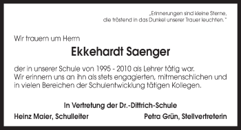 Anzeige von Ekkehardt Saenger von Nordbayerischer Kurier