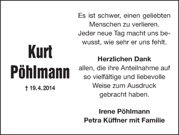 Anzeige von Kurt Pöhlmann von Nordbayerischer Kurier