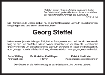 Anzeige von Georg Steffel von Nordbayerischer Kurier