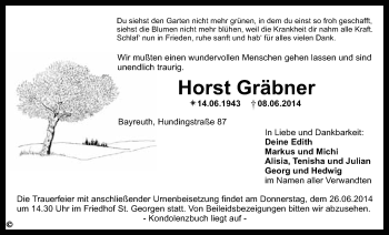 Anzeige von Horst Gräbner von Nordbayerischer Kurier