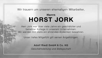 Anzeige von Horst Jork von Nordbayerischer Kurier