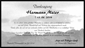 Anzeige von Hermann Meier von Nordbayerischer Kurier