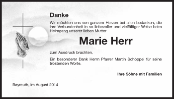 Anzeige von Marie Herr von Nordbayerischer Kurier