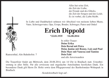 Anzeige von Erich Dippold von Nordbayerischer Kurier