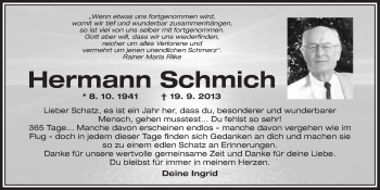 Anzeige von Hermann Schmich von Nordbayerischer Kurier