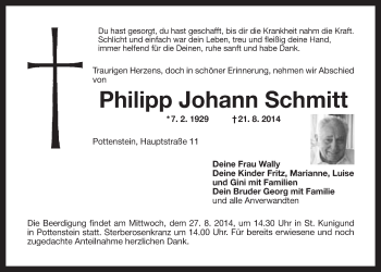 Anzeige von Philipp Johann Schmitt von Nordbayerischer Kurier