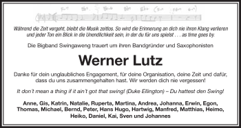 Anzeige von Werner Lutz von Nordbayerischer Kurier