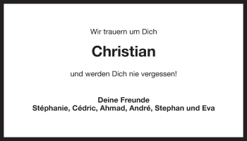 Anzeige von Christian Parchent von Nordbayerischer Kurier