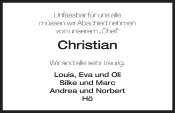 Anzeige von Christian Parchent von Nordbayerischer Kurier