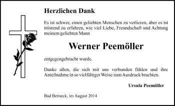 Anzeige von Werner Peemöller von Nordbayerischer Kurier