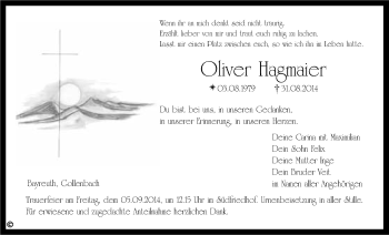 Anzeige von Oliver Hagmaier von Nordbayerischer Kurier