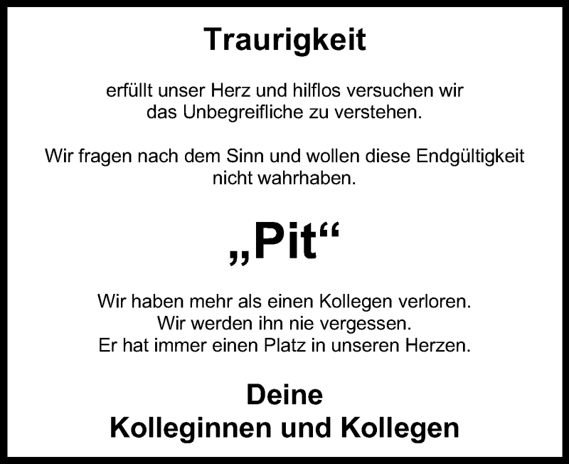  Traueranzeige für Thomas Pittroff vom 06.09.2014 aus Nordbayerischer Kurier
