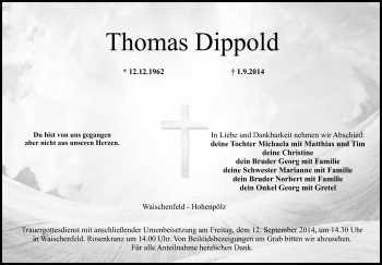 Anzeige von Thomas Dippold von Nordbayerischer Kurier