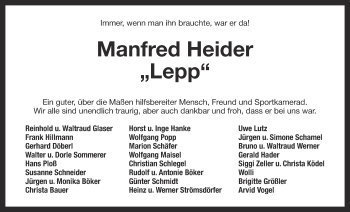 Anzeige von Manfred Heider von Nordbayerischer Kurier
