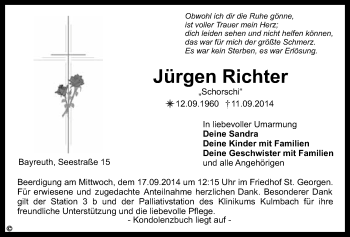 Anzeige von Jürgen Richter von Nordbayerischer Kurier