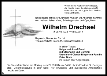 Anzeige von Wilhelm Drechsel von Nordbayerischer Kurier