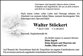 Anzeige von Walter Stöckert von Nordbayerischer Kurier