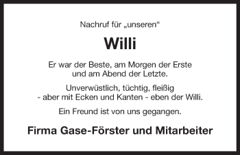 Anzeige von Wilhelm Drechsel von Nordbayerischer Kurier