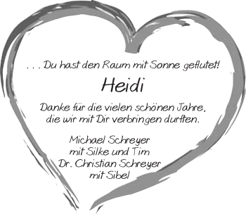 Anzeige von Heidi Eber von Nordbayerischer Kurier