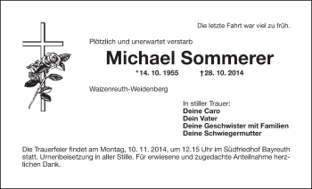 Anzeige von Michael Sommerer von Nordbayerischer Kurier