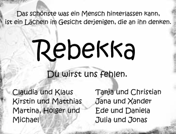Anzeige von Rebekka Reihl von Nordbayerischer Kurier