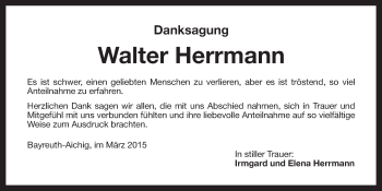 Anzeige von Walter Herrmann von Nordbayerischer Kurier