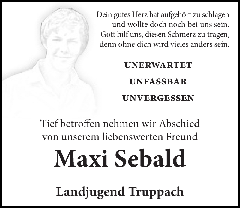  Traueranzeige für Maximilian Sebald vom 03.12.2014 aus Nordbayerischer Kurier