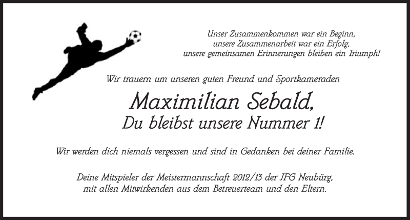  Traueranzeige für Maximilian Sebald vom 04.12.2014 aus Nordbayerischer Kurier