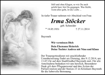 Anzeige von Irma Stöcker von Nordbayerischer Kurier