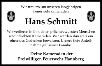 Anzeige von Hans Schmitt von Nordbayerischer Kurier