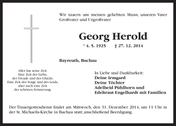 Anzeige von Georg Herold von Nordbayerischer Kurier